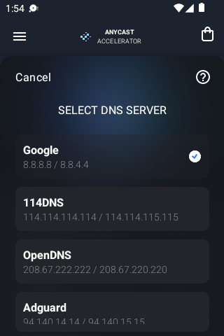 Anycast加速器安装包android下载效果预览图